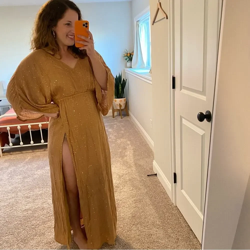 NWT Sundress Bronze Sequin Sexy Maxi Dress XS/S